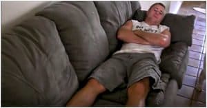 Man Lies On Sofa and When He Calls His Dog Over, Don’t Look Away